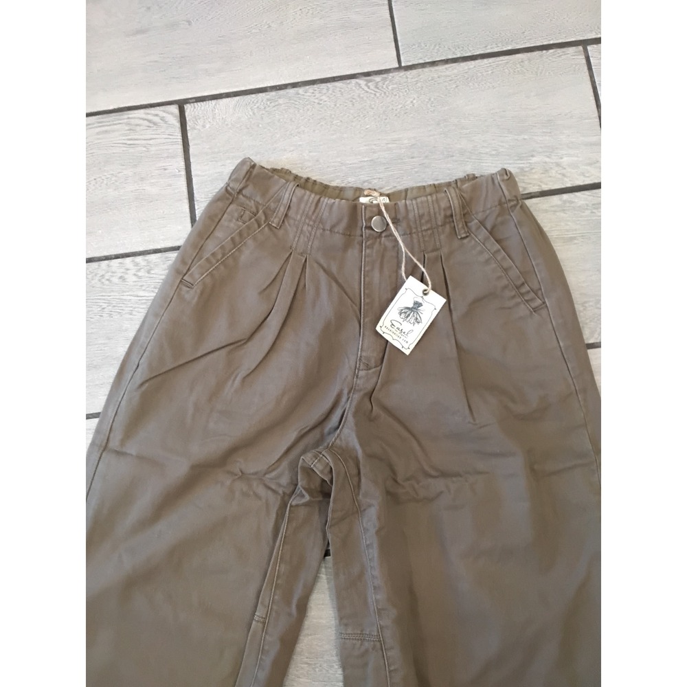 Easel Los Angeles Pleated Wide Leg Cropped Pants Olive Taupe Small NWT